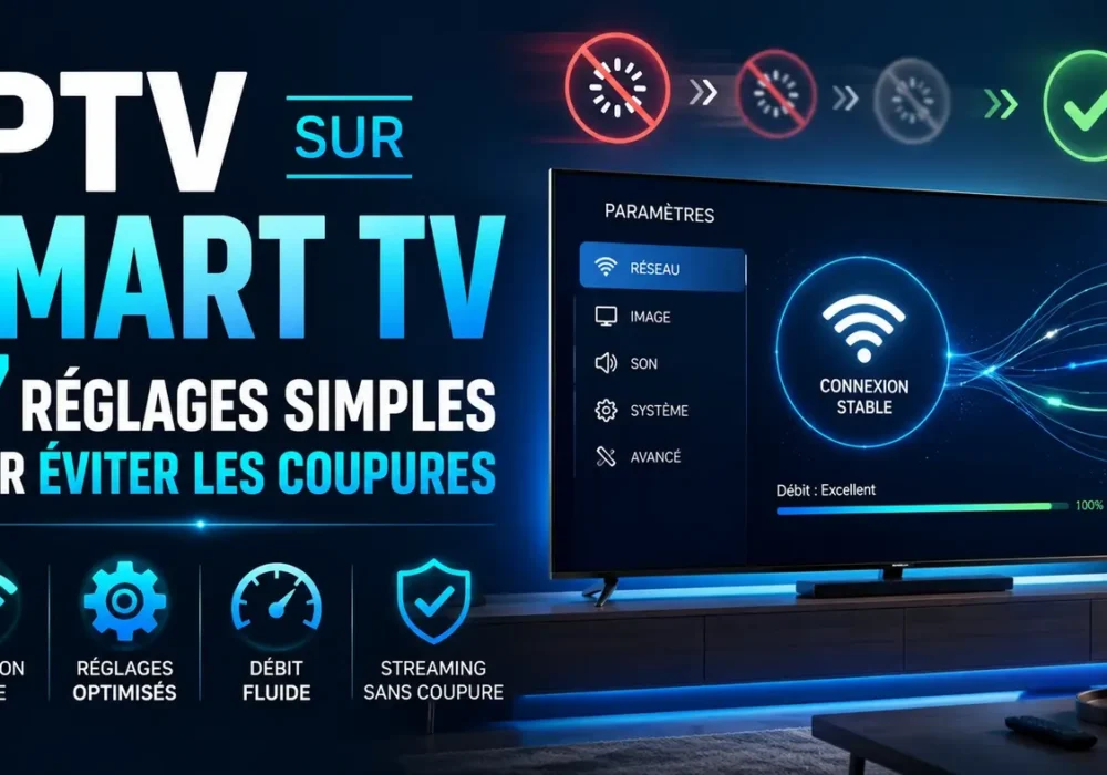 IPTV sur Smart TV avec 7 réglages simples pour éviter les coupures et améliorer la stabilité de la connexion