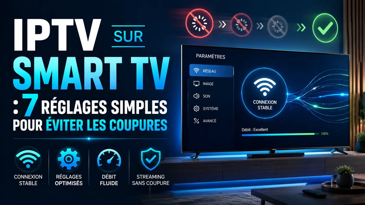 IPTV sur Smart TV avec 7 réglages simples pour éviter les coupures et améliorer la stabilité de la connexion