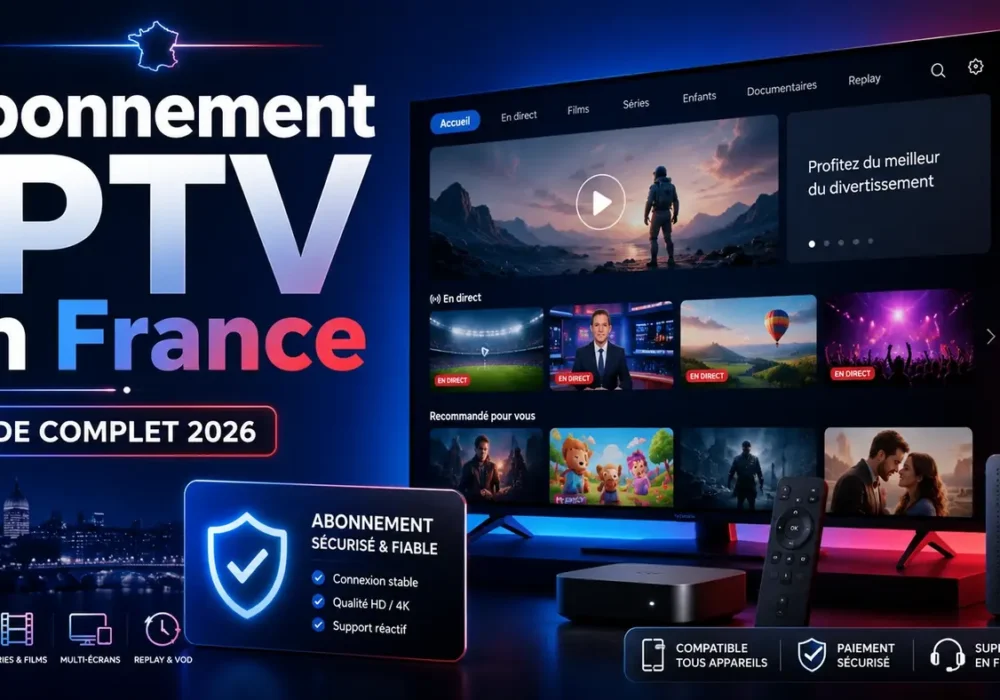 Abonnement IPTV en France Guide Complet 2026 avec interface TV moderne, streaming stable, support français et compatibilité multi-appareils.